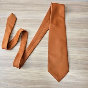 Vintage 70s Neck Tie Mens Burnt Orange Solid MOD Rockabilly Fall WEMLON WEMBLEY